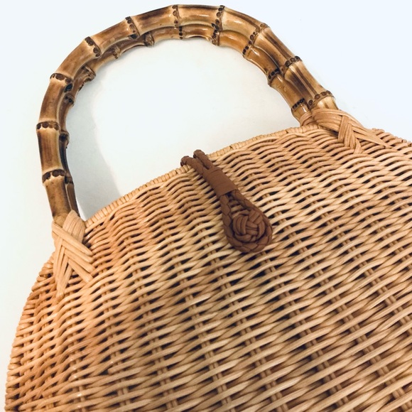 J. McLaughlin, Wicker Large Purse with Bamboo Top Handle, EUC - Picture 8 of 16